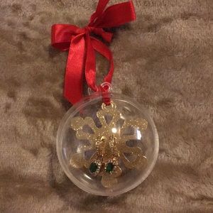 Avon Green CZ Hoop Earrings in an Ornament Ball